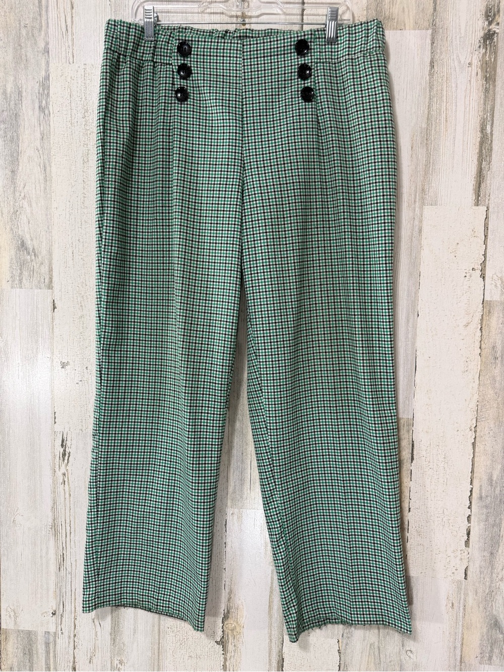 Melissa Paige Green & Black Gingham Cropped Sailor Style Pants